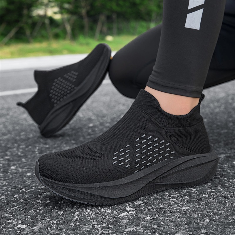 Unisex Slip on Sock Running Sh - Knit Fabric Lace Up Sneakers 评论和价格